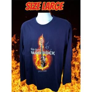 Hard Rock Cafe Shirt Mens Large Flaming Rocker Music Shirt Brain Quest Phuket